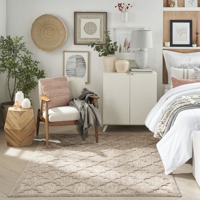 Natural Beige Synthetic Trellis Flat Woven 5' x 7' Rug