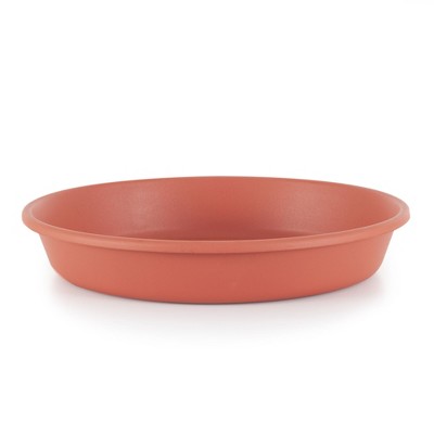 HC Companies Indoor Outdoor Classic Plastic Round Plant Flower Pot Planter Deep Saucer Drip Tray for 20 Inch Flower Pots, Clay Brown