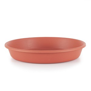 HC Companies Indoor Outdoor Classic Plastic 12 Inch Round Plant Flower Pot Planter Deep Saucer Drip Tray, Fits 10.25 Inch Pot, Clay - 1 of 4