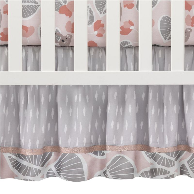 Lambs & Ivy Calypso 4-Piece Crib Bedding Set - Pink, Gray, Gold, Animals, Jungle, 4 of 7