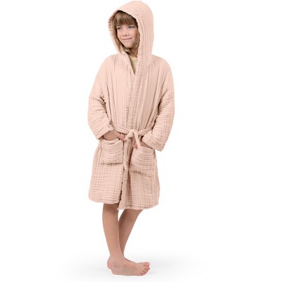 Muslin Bath Robe for Kids 100% Cotton, 4-Layer Absorbent Muslin Fabric By Comfy Cubs