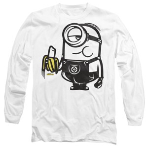 Men’s Minions  Stuart Stencil Banana Long Sleeve T-Shirt - 1 of 4