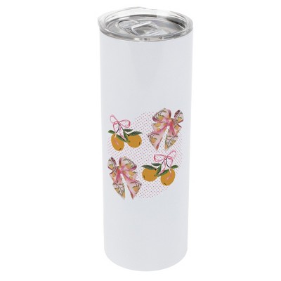 Elanze Designs 20 Ounce Stainless Steel On the Go Travel Tumbler With Push Top Lid, Citrus
