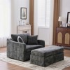GDFStudio Beaver Modern Oversized 45.27" W Chenille Upholstered Accent Chair with Ottoman - 2 of 4