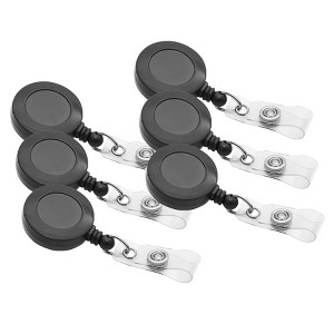 SICURIX Standard Round ID Badge Reel with Swivel Spring Clip, Black, Pack of 6 - 1 of 4