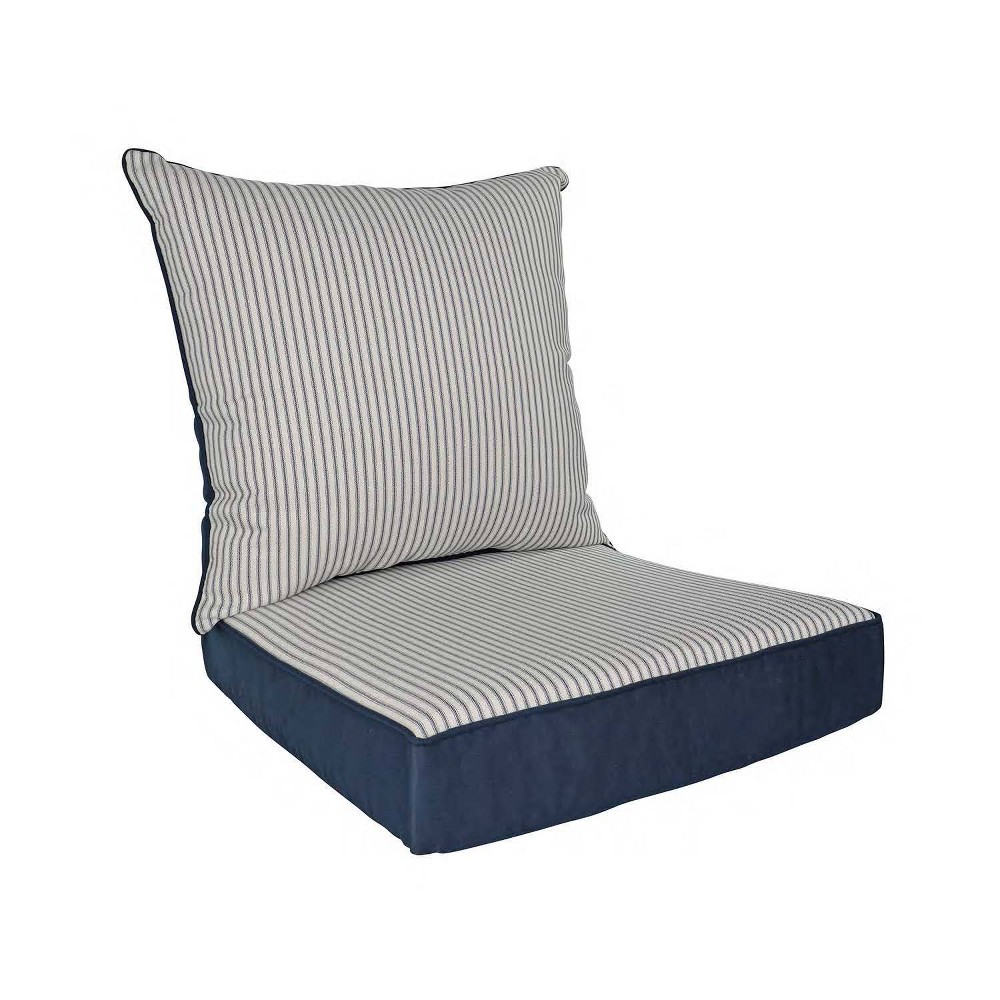 Photos - Pillow Home Fashions International 2pc Mini Ticking Stripe Deep Seat Outdoor Cush