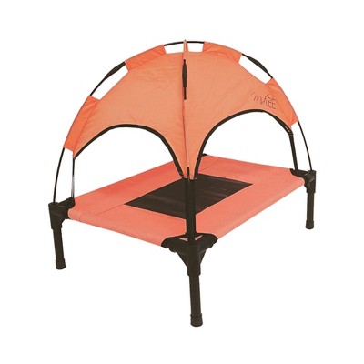 Small Salmon Elevated Outdoor Dog Cot with Canopy