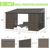 EROMMY 12 Ft. x 14 Ft. Wall Mounted Gazebo, All-Season Patio Gazebo Sunroom with Side Door, Outdoor Permanent Sunroom - 3 of 4
