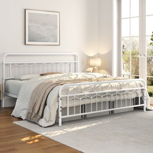 Yaheetech Metal Platform Bed Frame with Vintage Headboard and Footboard - 1 of 4