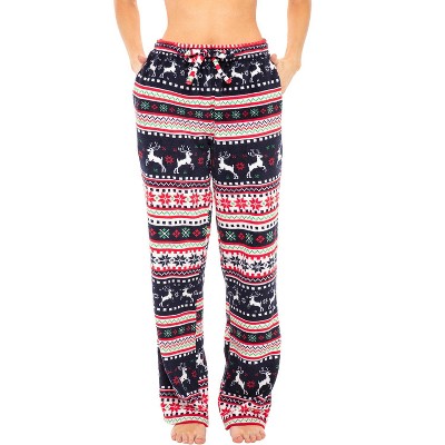 Adr Women's Plush Fleece Pajama Bottoms With Pockets, Winter Pj Lounge  Pants Christmas Reindeers Large : Target