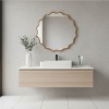 PexFix 30" Wavy Round Solid Wood Frame Decorative Mirror Modern Farmhouse Wall Mirror For Bedroom Bathroom Living Room Entryway Natural Wood - 3 of 4
