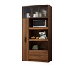 70.87" Tall Kitchen Pantry Cabinet with Pull-Out Shelves, 1 Drawer & Aluminum Frame Glass Door, Freestanding Hutch & Microwave Stand - 4 of 4