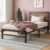 Twin Size Platform Bed Frame with Rustic Vintage Wood Headboard, Strong Metal Slats Support Mattress Foundation, No Box Spring Needed Rustic Brown - 2 of 4