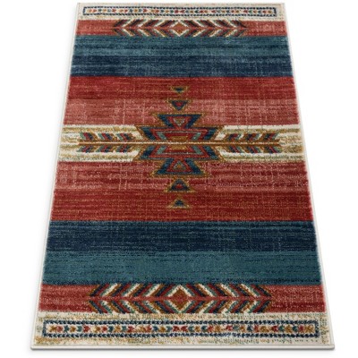 Crimson Southwestern Medallion Synthetic Reversible Rug