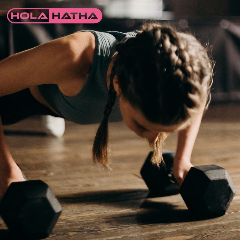 HolaHatha Hexagonal Non Slip Free Hand Dumbbell Weight Training Exercise Set w/ Textured Grips & Folding Storage Rack, 4 of 7