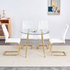 5-Piece Dining Set with Glass Round Table and 4 PU Armless Chairs - 2 of 4
