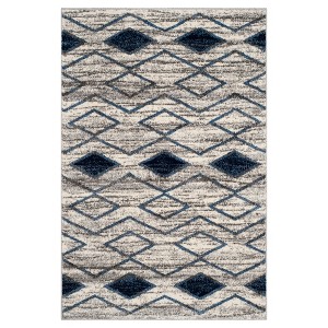 Light Gray/Blue Abstract Loomed Accent Rug - (3
