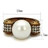 Slickblue White Pearl Synthetic Ring, Coffee Light Stainless Steel, Women’s Daily Wear Pave Ring, Single-Tone, Size 5-10 - 2 of 4