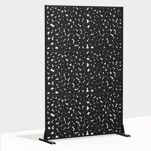 Dovelina Metal Outdoor Privacy Screen Freestanding Patio Decorative Screens - 72"x47", Black, Ernie - 1 of 4
