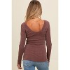 PinkBlush Brown Ribbed Scoop Neck Long Sleeve Maternity Top - 4 of 4