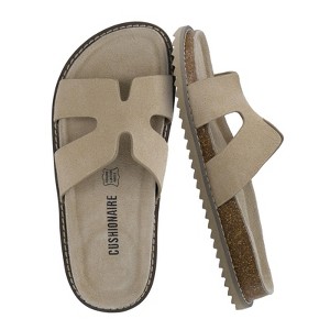 CUSHIONAIRE Wisdom Womens Sandals Cutout Strap Genuine Leather Slides – Slip On Cork Footbed Sandals for Women 2025 - 1 of 4