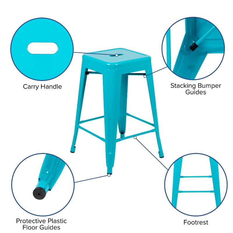 Flash Furniture 24" High Metal Counter-Height, Indoor Bar Stool - Stackable Set of 4, 5 of 15