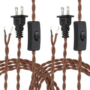 Unique Bargains Vintage Stripped Ends Twisted Cloth Covered Lamp Wires with Button and Plug 2 Pcs - 1 of 4