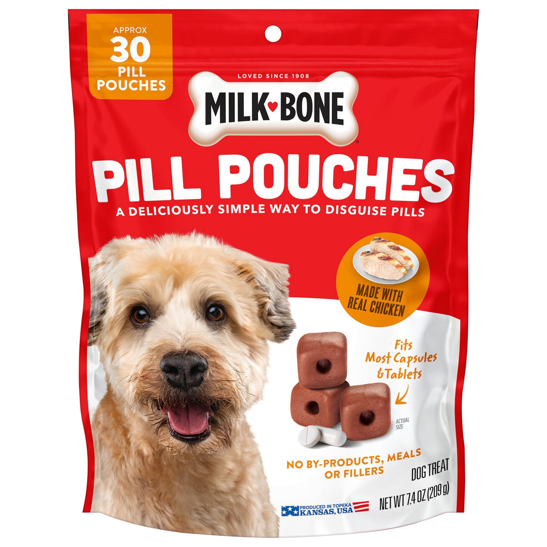 Milk-Bone Pill Pouch Chicken Flavor Chewy Treats 7.4oz