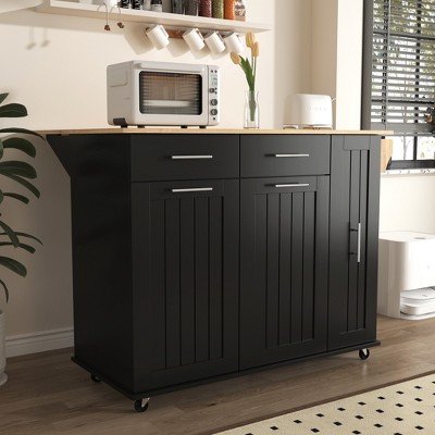 Kitchen Island, with Storage Rack, Drawers, Spice Rack & Towel Rack, for Dining, Kitchen & Barbecue