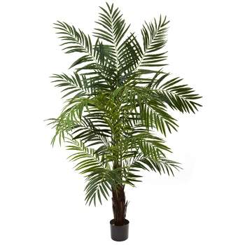 72" Artificial Areca Palm Tree in Pot Black - Nearly Natural