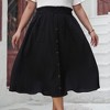 Clearlove Women's Vintage Skirts Stretch High Waist A-Line Flared Pleated Midi Skirts with Pockets & Buttons - 3 of 4