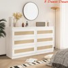 Nursery Rattan Dresser for Bedroom, Modern 6 Drawer Wooden Dresser Chest, Wide Wood Beside Table - 4 of 4