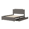 Linen Upholstered Bed with 2 Drawers & Dual USB Ports - Stylish & Functional - 2 of 4