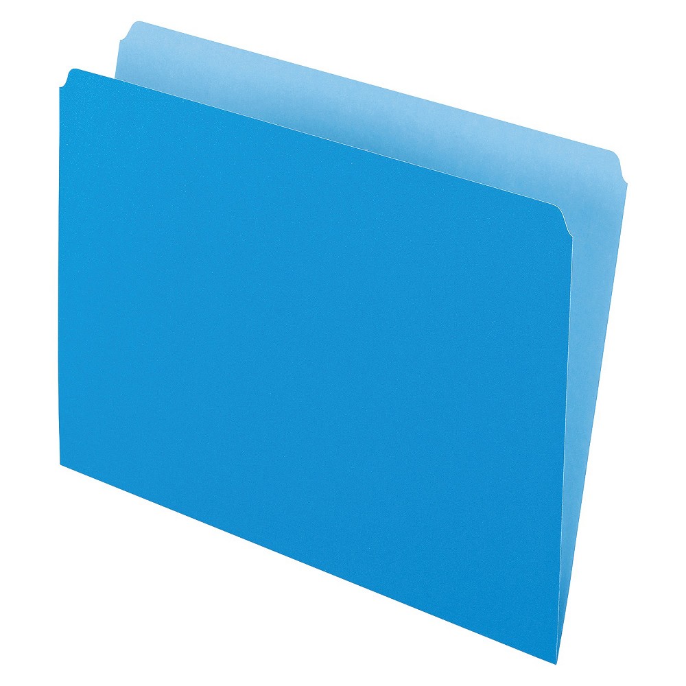 Oxford(R) Straight-Cut Color File Folders, Letter Size, Blue, Box Of 100