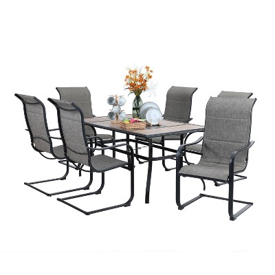 Patio Set with Steel Table with 1.57" Umbrella Hole & Padded Sling Arm Chairs - Captiva Designs