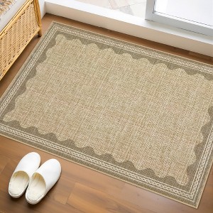 homfan Scalloped Washable Rug w/ Non-Slip Back - Modern Low-Pile Carpet for Living Room, Bedroom - 1 of 4