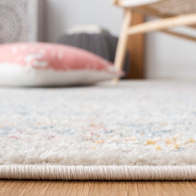 Ivory and Terracotta 5' Square Hand-Knotted Boho-Chic Area Rug