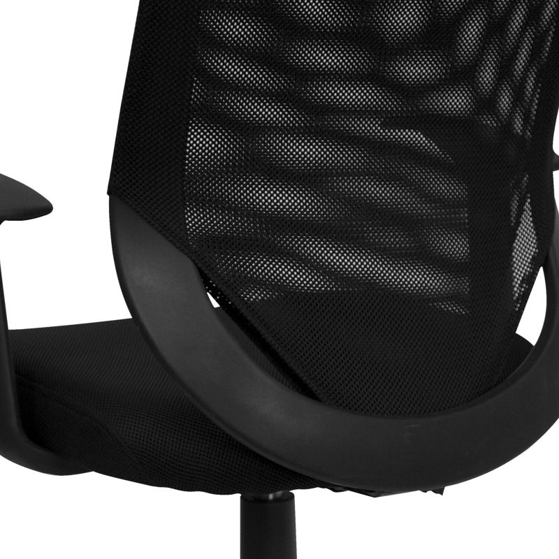 Emma and Oliver Mid-Back Black Mesh Tapered Back Swivel Task Office Chair with T-Arms, 5 of 11
