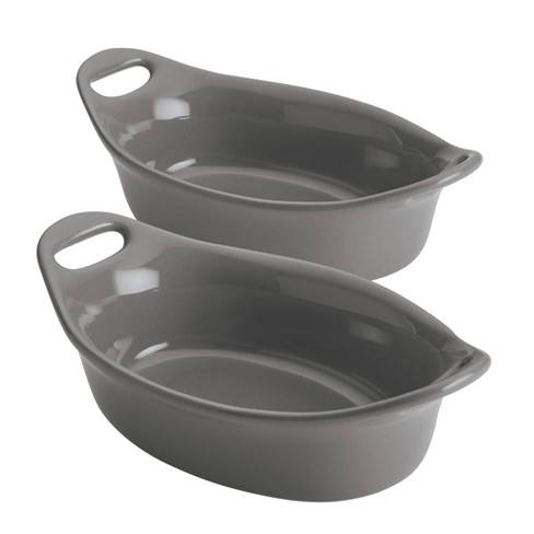 Rachael Ray - 1.5-Quart Oval Ceramics Baker - Gray