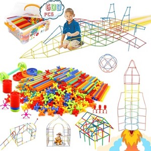 600-Piece Straw Constructor STEM Building Toy, Interlocking Plastic Tube Blocks Educational Kit for Kids Ages 3-7 - 1 of 4