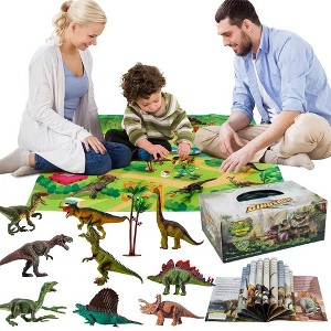 MOVSSOU Dinosaur Toys with Play Mat, 9 Kinds Realistic Jurassic Dinosaur Figures,  High Quality Educational toy gifts for Toddlers Boys and Girls - 1 of 4