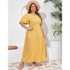 Plus Size Women's Flowy Double-Layer Dress - round neck, Peplum Hem & Side Slit Ankle-Length Maxi - 3 of 4