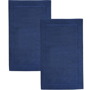Hawmam Linen Bath Mats, Pack of 2-100% Ring Spun Cotton, Banded Design, Highly Absorbent, Machine Washable for Bathroom Floor Towel - 1 of 4