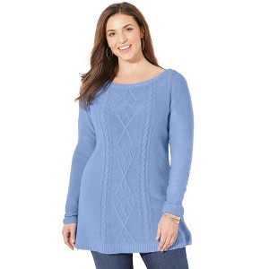 Catherines Women's Plus Size Cashmiracle Cable Sweater - 1 of 4