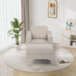 Aortzio 35.24"W Corduroy Upholstered Club Chair Wiht Ottoman - 1 of 4