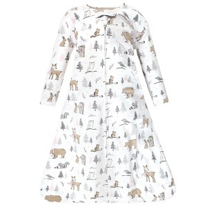 Hudson Baby Infant Girls Long Sleeve Cotton Jersey Sleeping Bag, Winter Forest - 1 of 2