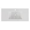 Gulches 35 in 18 Undermount Bathroom Sink in White Ceramic with Pre-Drilled Faucet Hole Modern Minimalist Design - 2 of 4