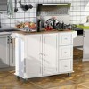 Resenkos Mobile Kitchen Island with Dropleaf Top, Spice Rack, and 3 Drawers, White - 2 of 4
