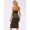 INSPIRE CHIC Women's Cowl Neck Spaghetti Adjustable Strap Ruched Side Slit Midi Dress - 3 of 4