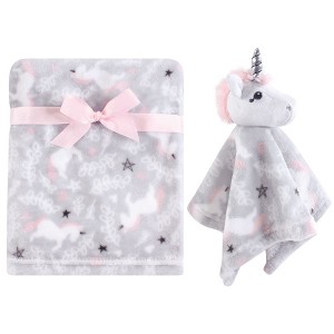 Hudson Baby Infant Girl Plush Blanket with Security Blanket, Whimsical Unicorn, One Size - 1 of 3